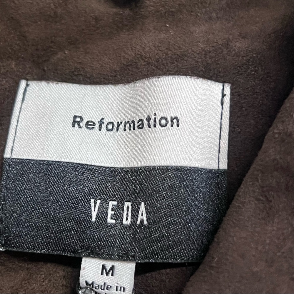 NWT Reformation Veda Lincoln Chocolate Brown Suede Shirt Jacket - Picture 10 of 13